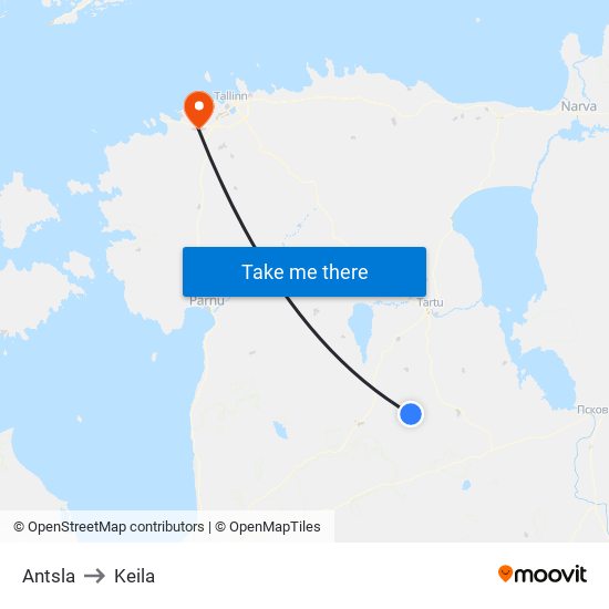 Antsla to Keila map