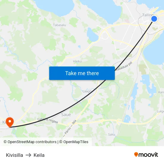 Kivisilla to Keila map