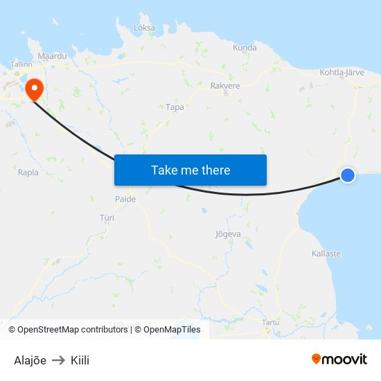 Alajõe to Kiili map