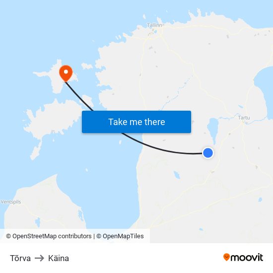 Tõrva to Käina map