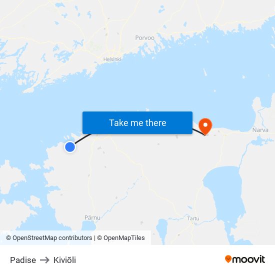 Padise to Kiviõli map