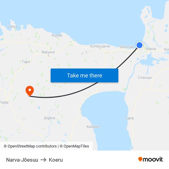 Narva-Jõesuu to Koeru map