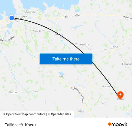 Tallinn to Koeru map