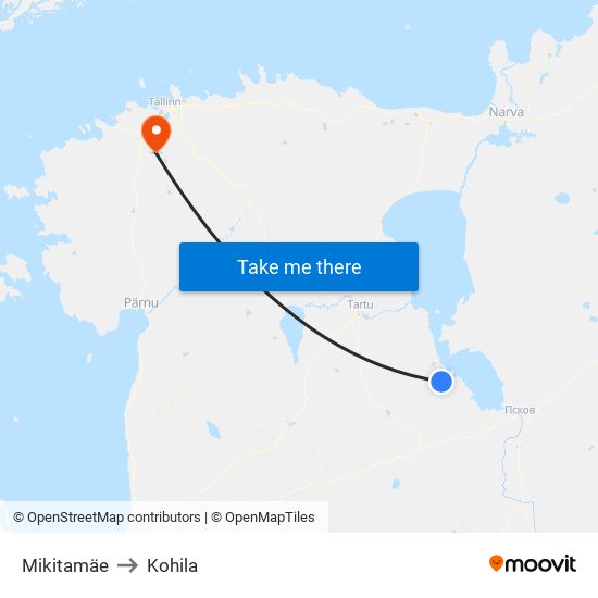 Mikitamäe to Kohila map