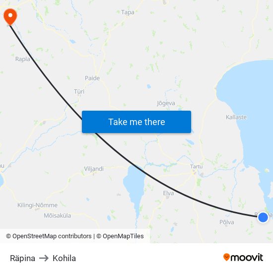 Räpina to Kohila map