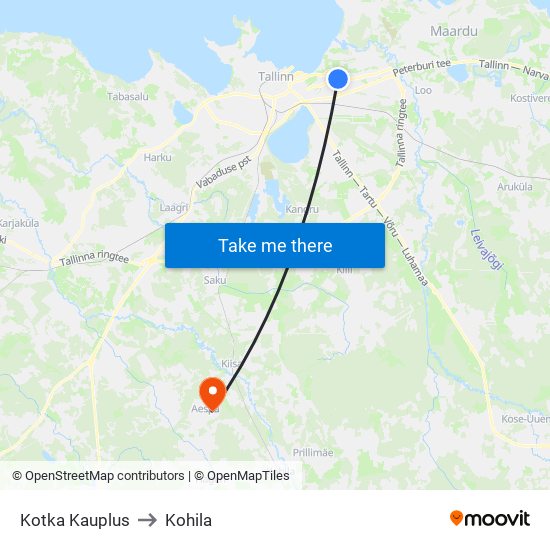 Kotka Kauplus to Kohila map