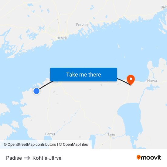 Padise to Kohtla-Järve map