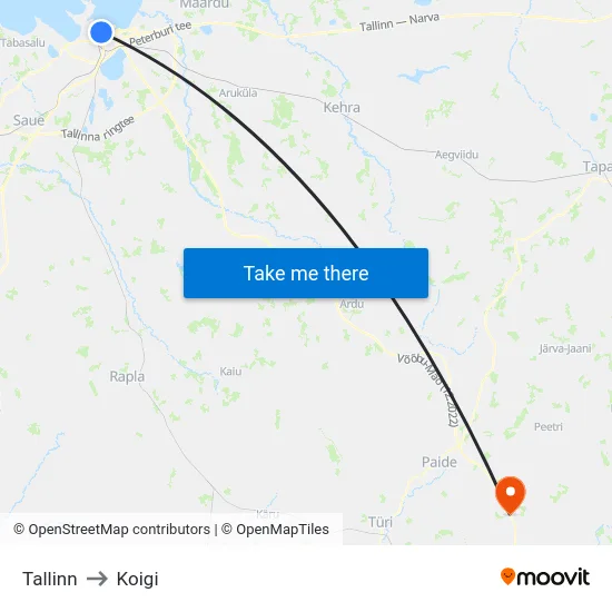 Tallinn to Koigi map