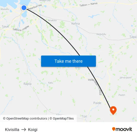 Kivisilla to Koigi map