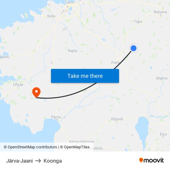 Järva-Jaani to Koonga map