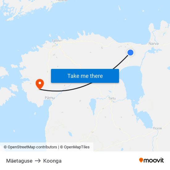 Mäetaguse to Koonga map