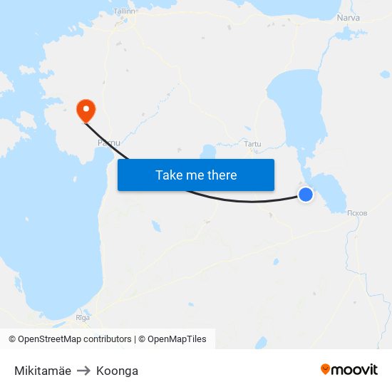 Mikitamäe to Koonga map