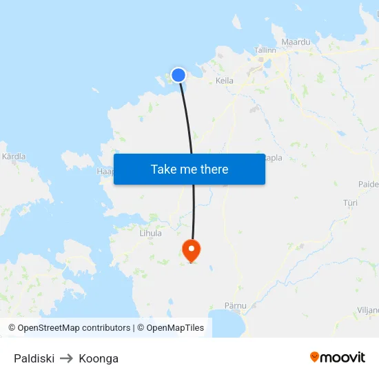 Paldiski to Koonga map