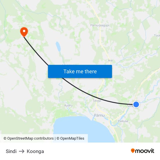 Sindi to Koonga map