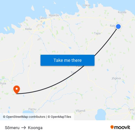 Sõmeru to Koonga map