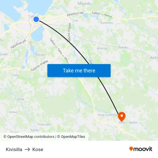 Kivisilla to Kose map