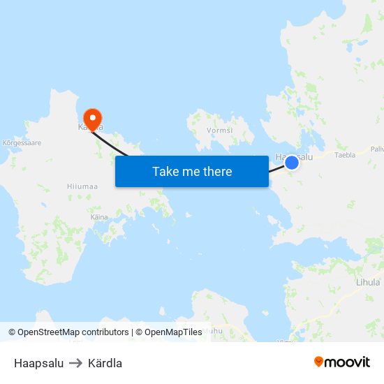 Haapsalu to Kärdla map