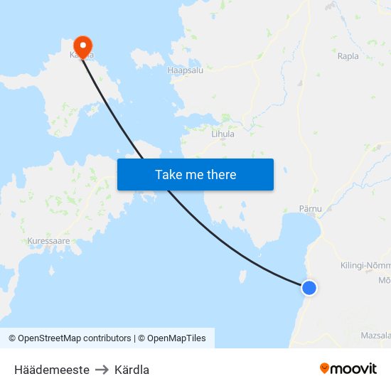 Häädemeeste to Kärdla map