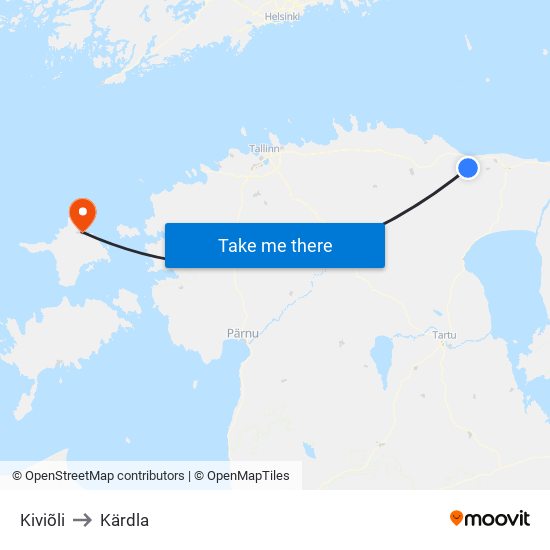 Kiviõli to Kärdla map