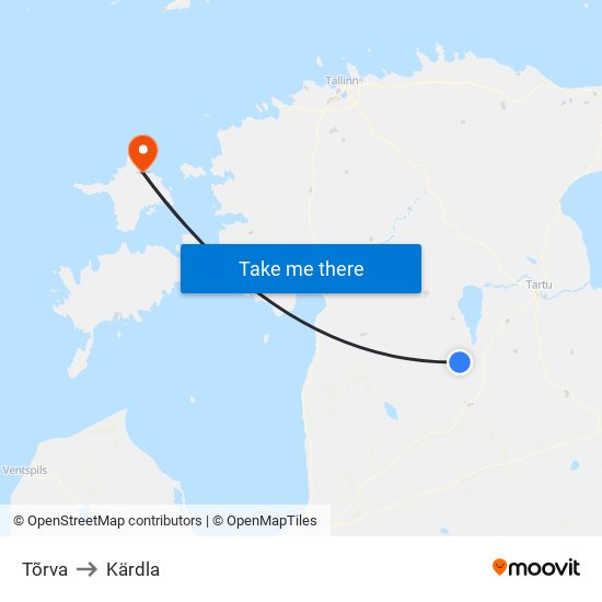 Tõrva to Kärdla map