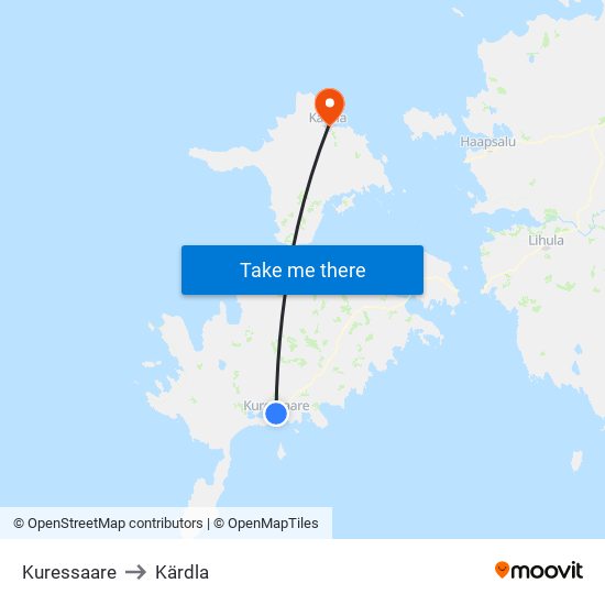 Kuressaare to Kärdla map