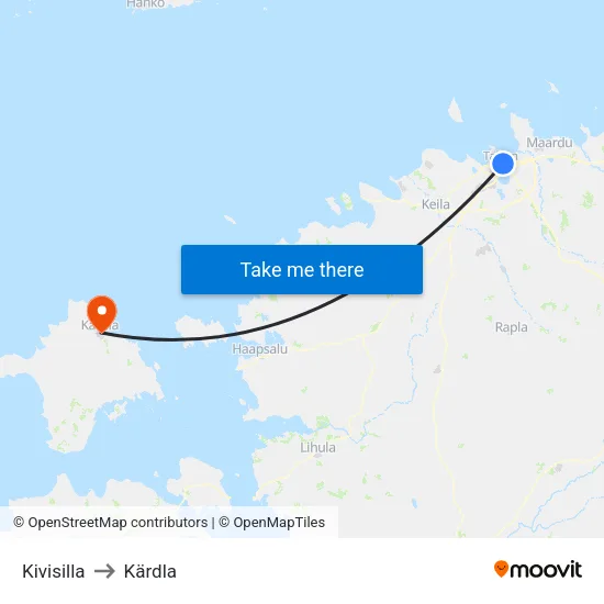 Kivisilla to Kärdla map