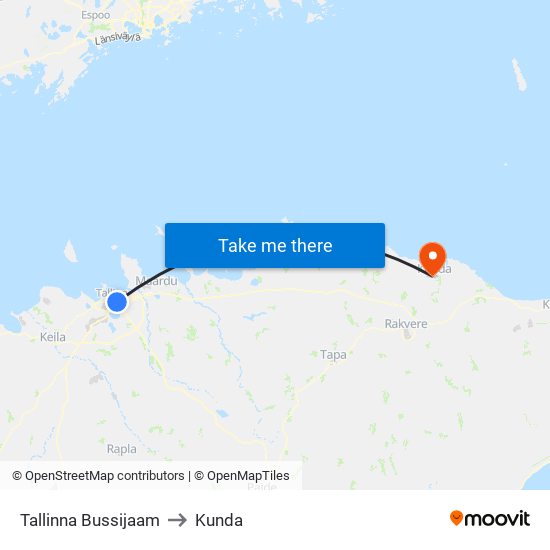 Tallinna Bussijaam to Kunda map