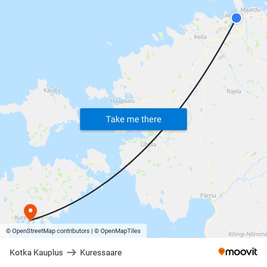 Kotka Kauplus to Kuressaare map