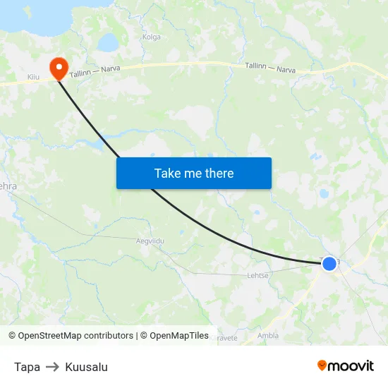 Tapa to Kuusalu map