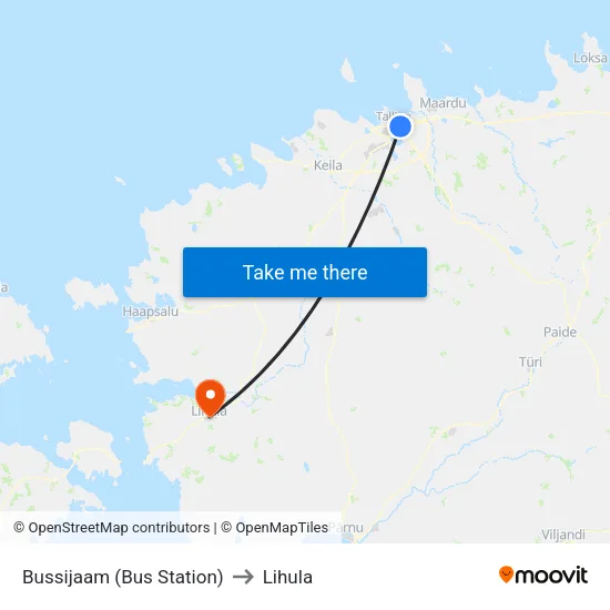 Bussijaam (Bus Station) to Lihula map