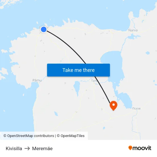 Kivisilla to Meremäe map