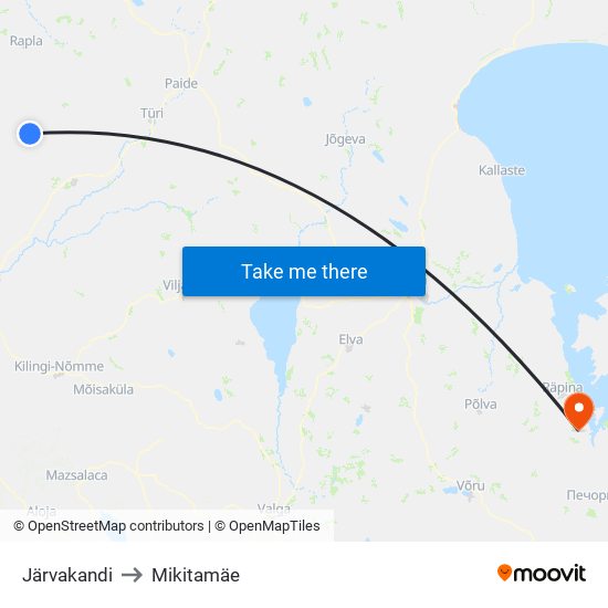 Järvakandi to Mikitamäe map