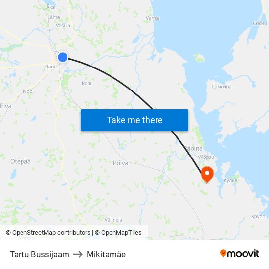 Tartu Bussijaam to Mikitamäe map