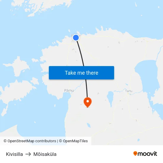 Kivisilla to Mõisaküla map