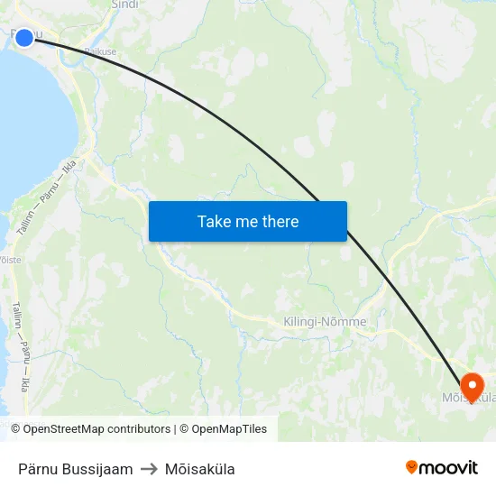 Pärnu Bussijaam to Mõisaküla map