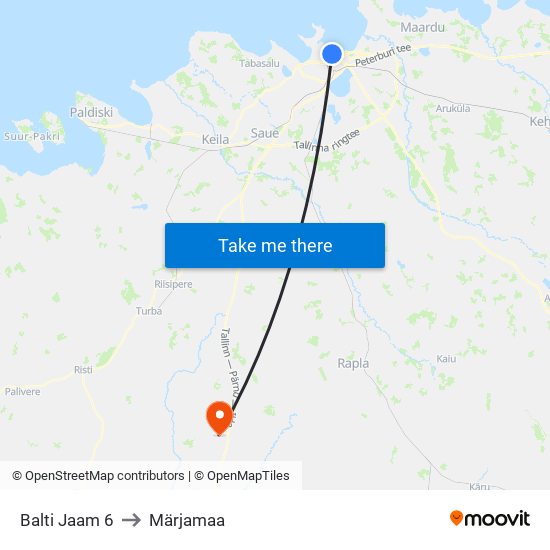 Balti Jaam 6 to Märjamaa map