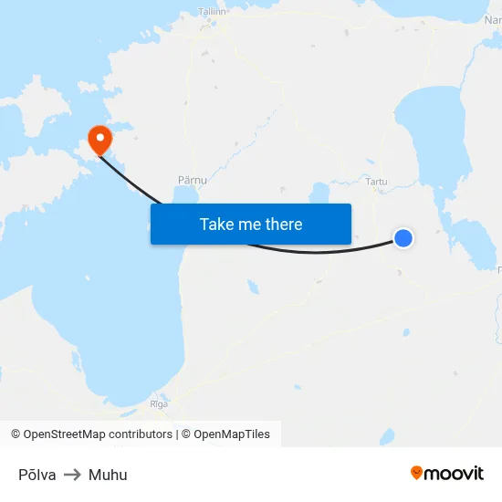 Põlva to Muhu map