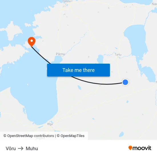Võru to Muhu map