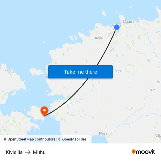 Kivisilla to Muhu map