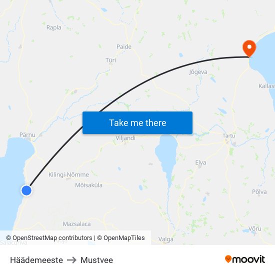 Häädemeeste to Mustvee map