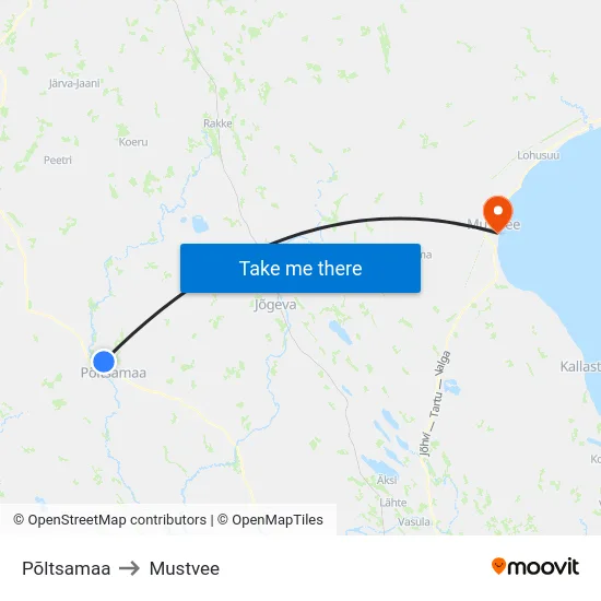Põltsamaa to Mustvee map
