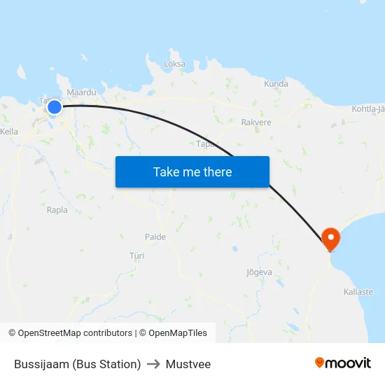 Bussijaam (Bus Station) to Mustvee map