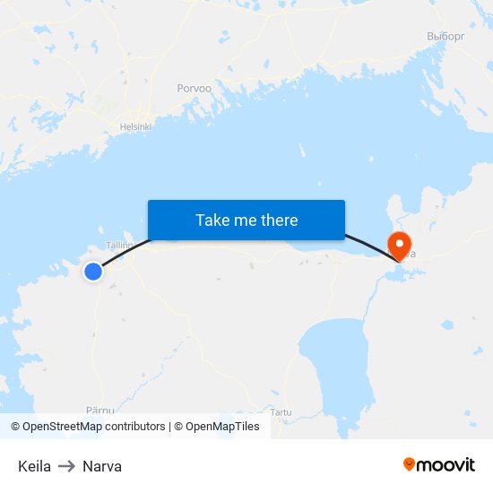 Keila to Narva map