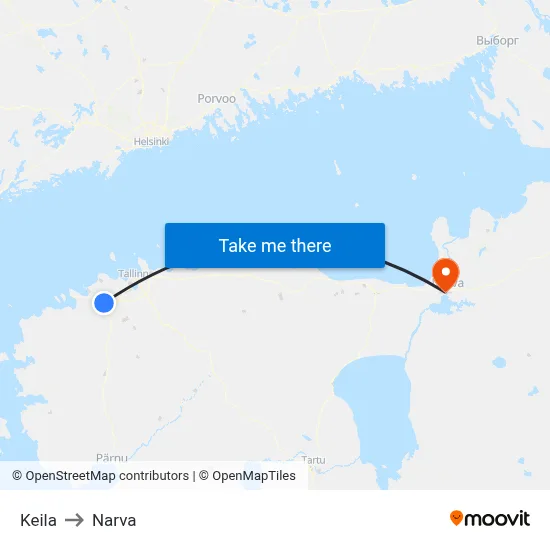 Keila to Narva map