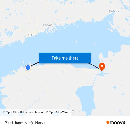 Balti Jaam 6 to Narva map