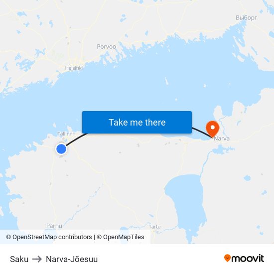 Saku to Narva-Jõesuu map