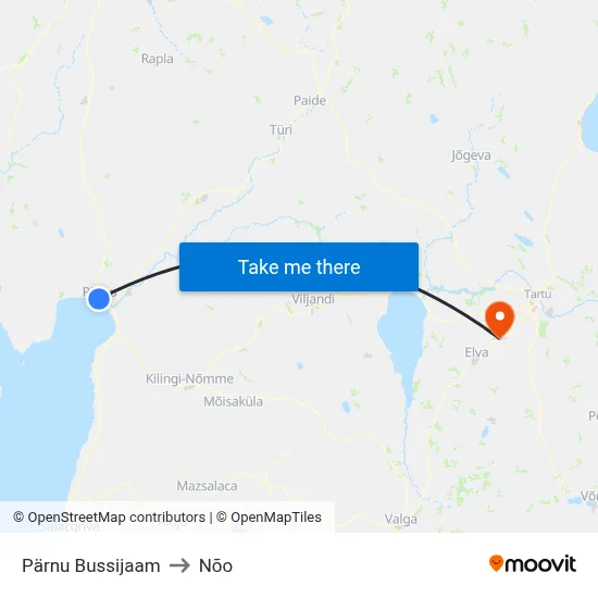 Pärnu Bussijaam to Nõo map