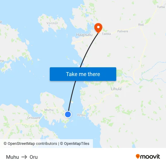 Muhu to Oru map
