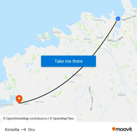 Kivisilla to Oru map