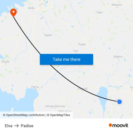 Elva to Padise map